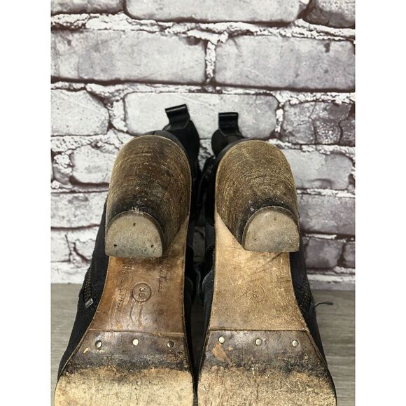 AllSaints Spitalfields Jacks Place Black Leather Zip Heel Strap Boots Women 38EU - Picture 7 of 16